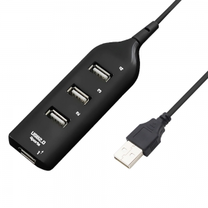 간편하게 휴대하는 USB 허브 4포트 블랙 화이트 (편리한 선길이 1M)