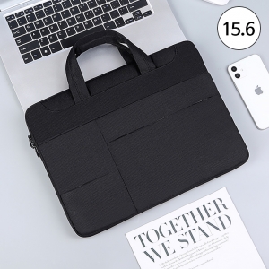 견고한 손잡이 더블 지퍼 디자인 15.6인치 노트북 서류 가방 블랙 그레이 (생활 방수)