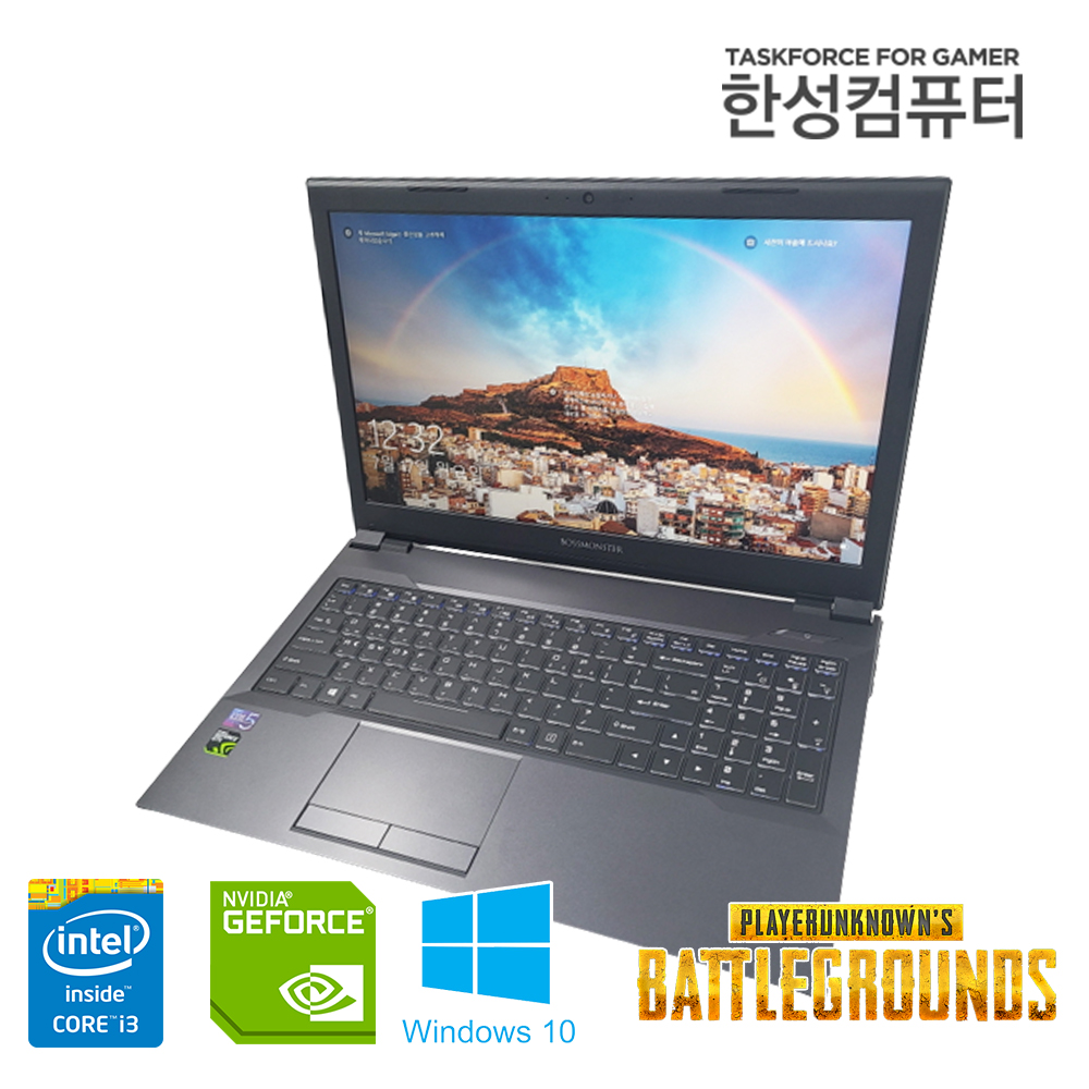 [미사용급] 한성 보스몬스터 히어로 게이밍 노트북 데스크탑용 8세대 CPU 지포스 GTX 1050 램 8G SSD 256G 윈10 업그레이드